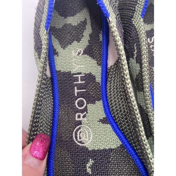 Rothy's The Point Olive Camoflauge Shoes 7 Green Ballet Flats Women's Authentic - Picture 8 of 9